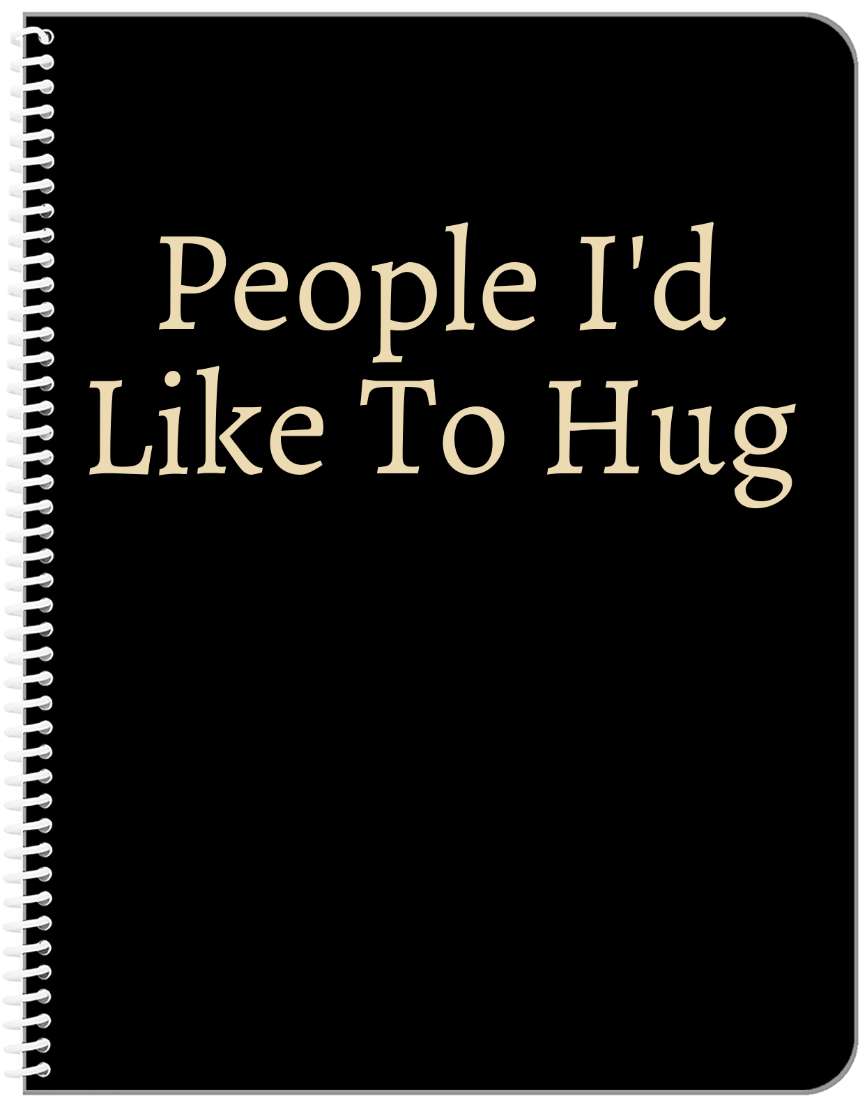 Personalized Solid Notebook - Black with Light Brown - High Text - Large - Front View