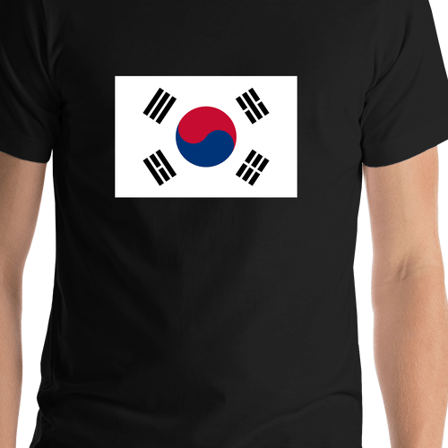 South Korea Flag T-Shirt - Black - Shirt Close-Up View