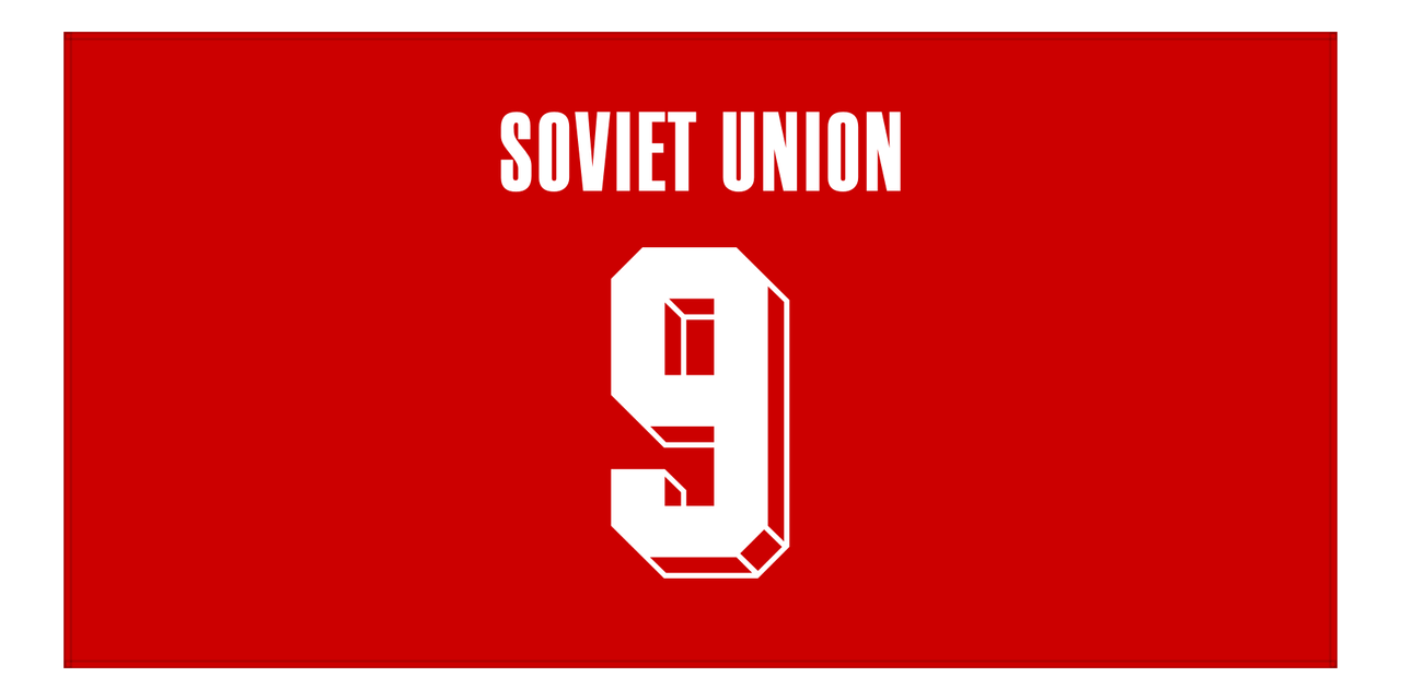 Personalized Soviet Union Jersey Number Beach Towel - Red - Front View