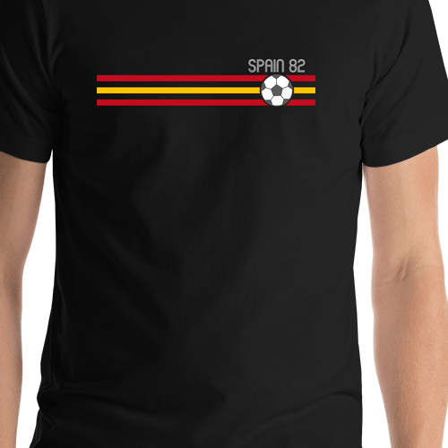 Personalized Spain 1982 World Cup Soccer T-Shirt - Black - Shirt Close-Up View