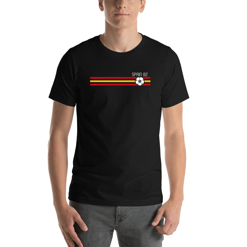 Personalized Spain 1982 World Cup Soccer T-Shirt - Black - Shirt View