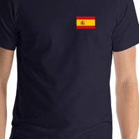 Thumbnail for Spain Flag T-Shirt - Navy Blue - Shirt Close-Up View