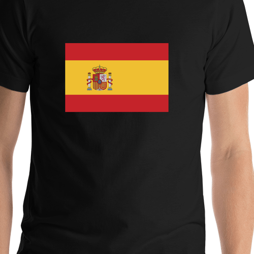 Spain Flag T-Shirt - Black - Shirt Close-Up View