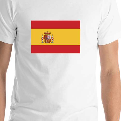 Spain Flag T-Shirt - White - Shirt Close-Up View