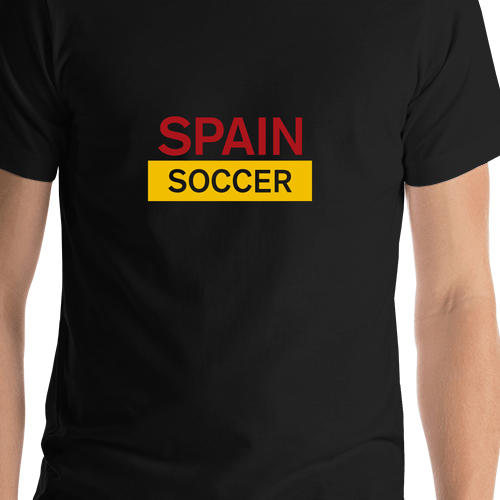 Spain Soccer T-Shirt - Black - Shirt Close-Up View