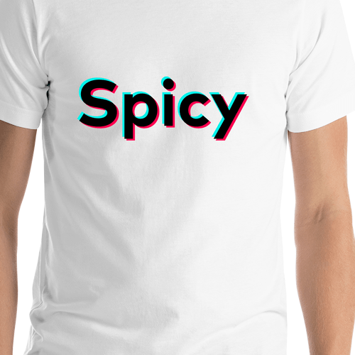 Spicy T-Shirt - White - TikTok Trends - Shirt Close-Up View