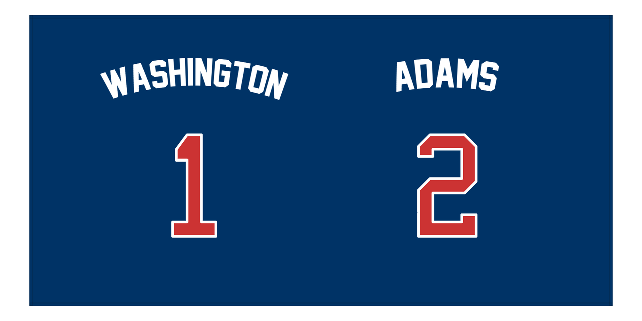 Personalized Sports Team Beach Towel - US Presidents - 2 Names - Front View
