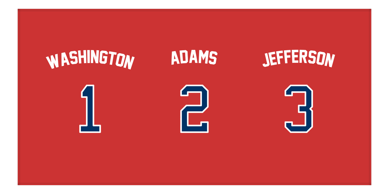 Personalized Sports Team Beach Towel - US Presidents - 3 Names - Front View