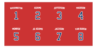 Thumbnail for Personalized Sports Team Beach Towel - US Presidents - 8 Names - Front View
