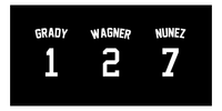 Thumbnail for Personalized Sports Team Beach Towel - Black - 3 Names - Front View