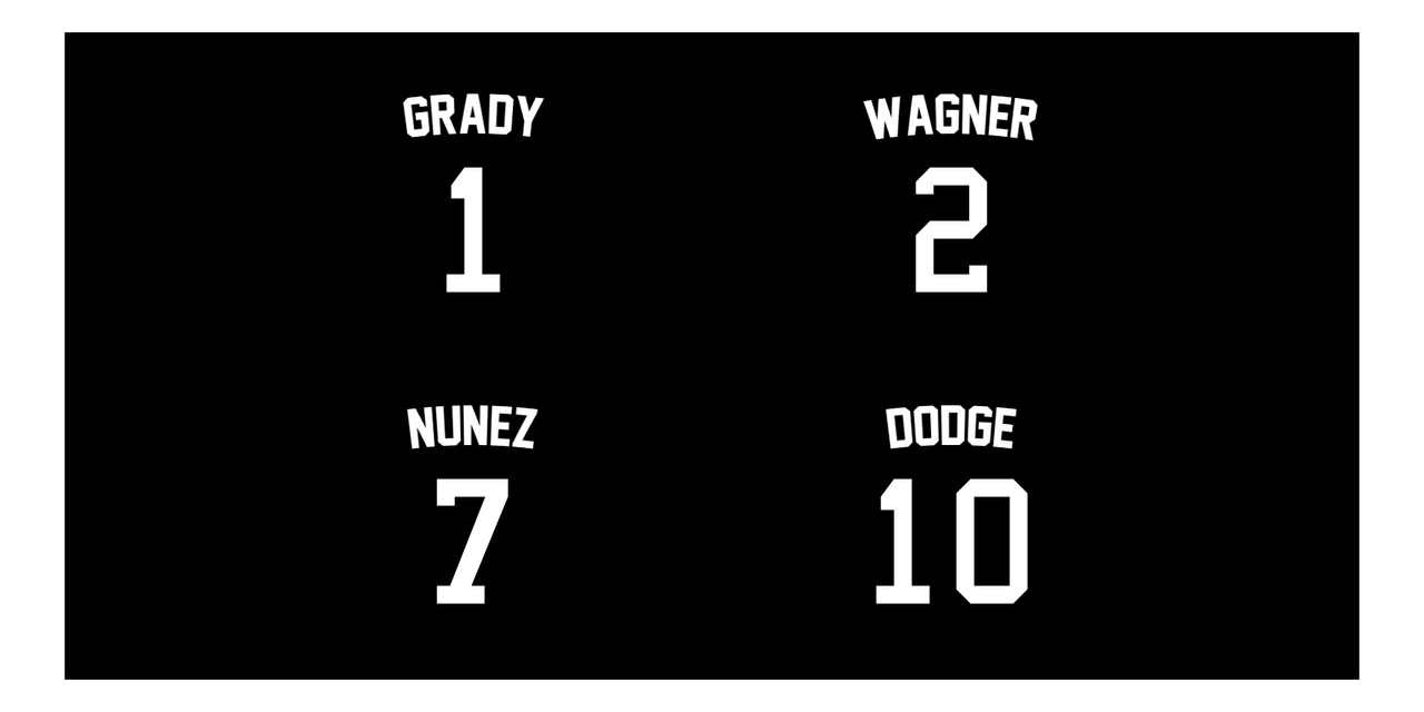 Personalized Sports Team Beach Towel - Black - 4 Names - Front View
