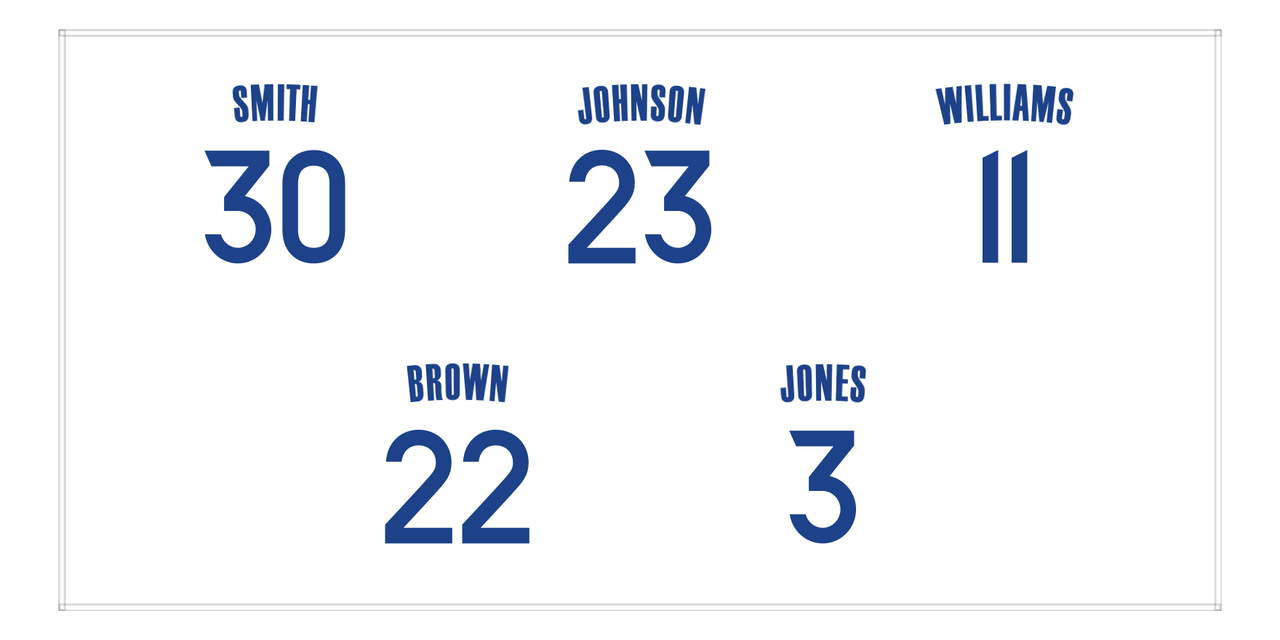 Personalized Sports Team Beach Towel - White - 5 Names - Front View