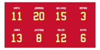 Thumbnail for Personalized Sports Team Beach Towel - Red - 8 Names - Front View