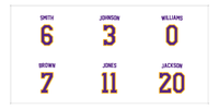 Thumbnail for Personalized Sports Team Beach Towel - White, Purple, & Gold - 6 Names - Front View