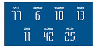 Thumbnail for Personalized Sports Team Beach Towel - Blue - 7 Names - Front View