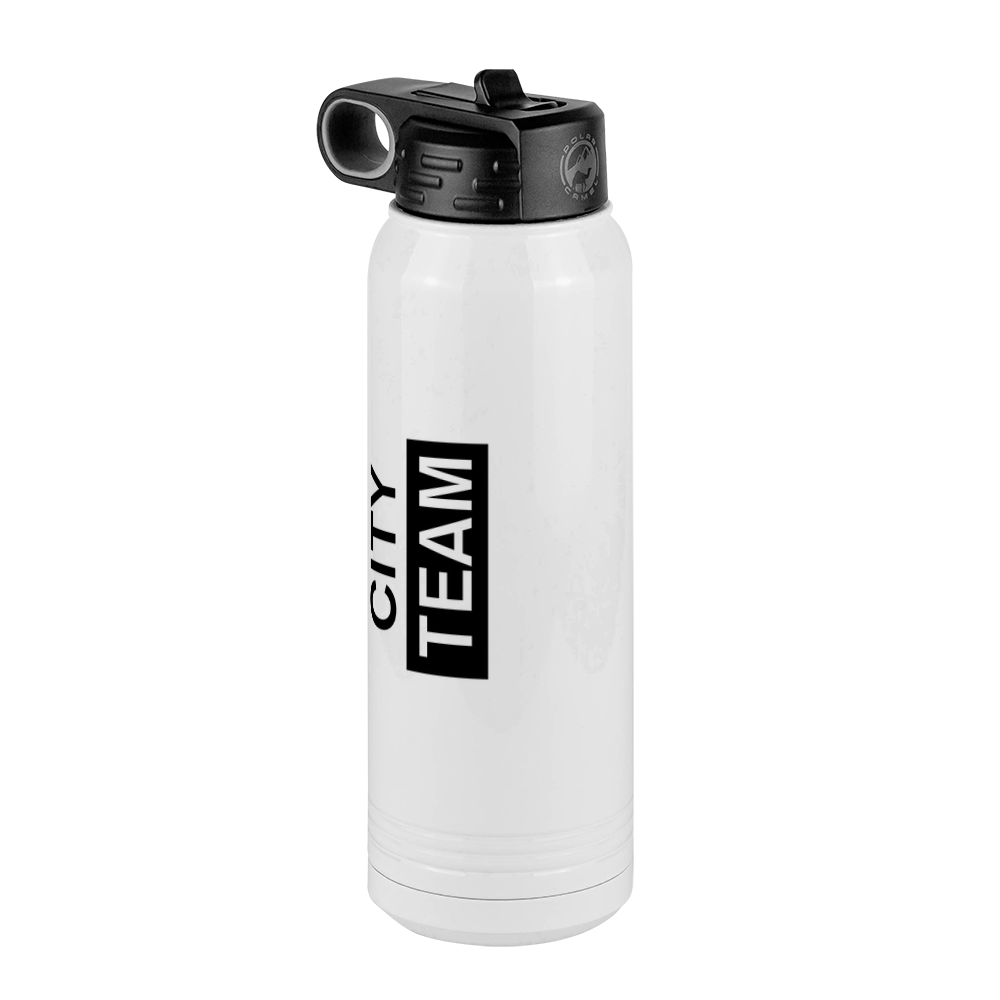 Personalized Sports Team Water Bottle (30 oz) - Rotated Text - Front Left View