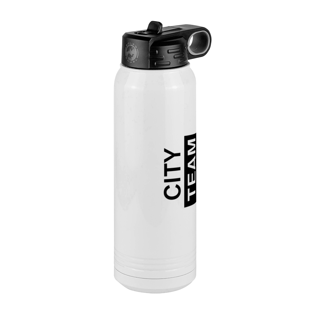 Personalized Sports Team Water Bottle (30 oz) - Rotated Text - Front Right View