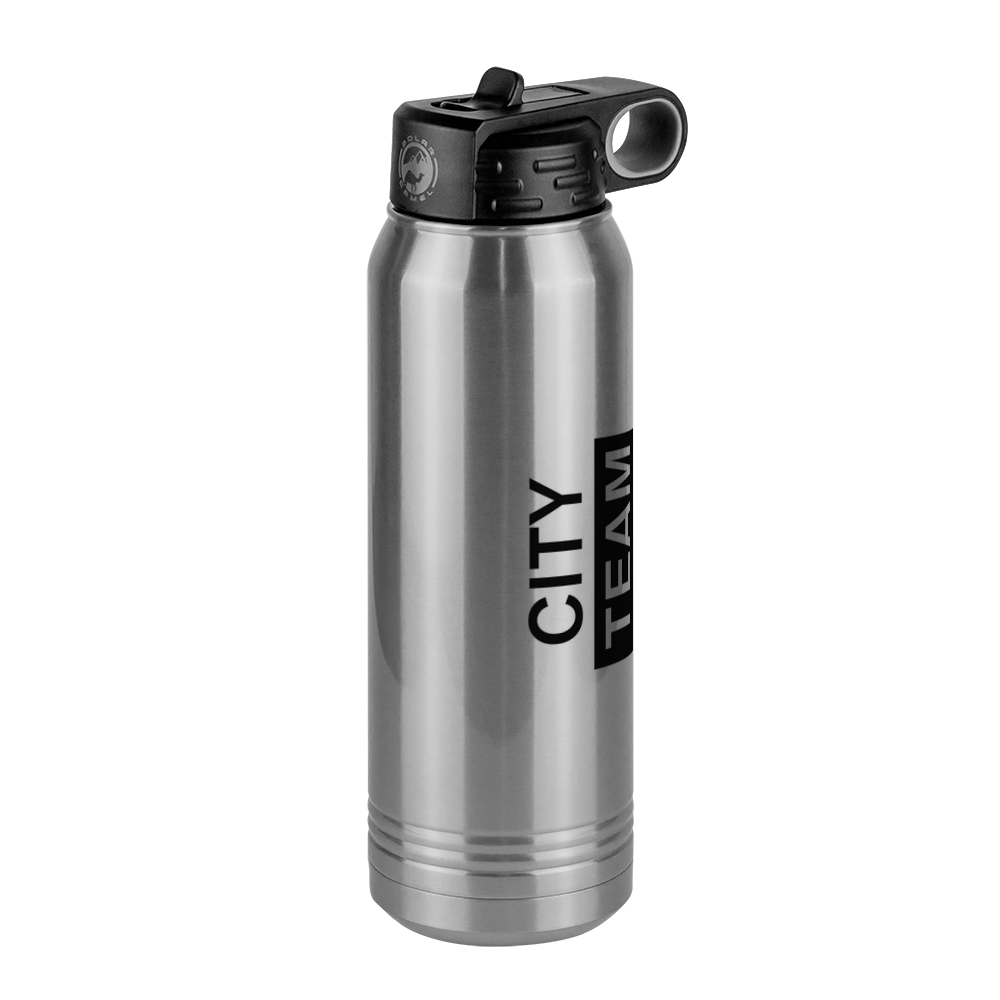 Personalized Sports Team Water Bottle (30 oz) - Rotated Text - Front Right View