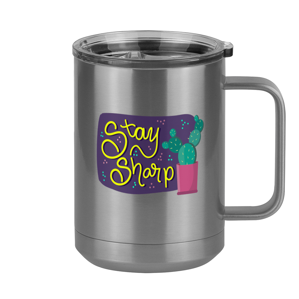 Stay Sharp Cactus Coffee Mug Tumbler with Handle (15 oz) - Right View