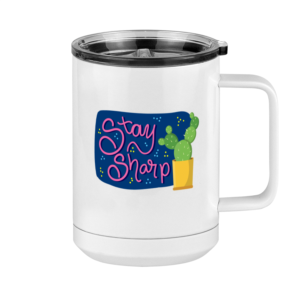 Stay Sharp Cactus Coffee Mug Tumbler with Handle (15 oz) - Right View