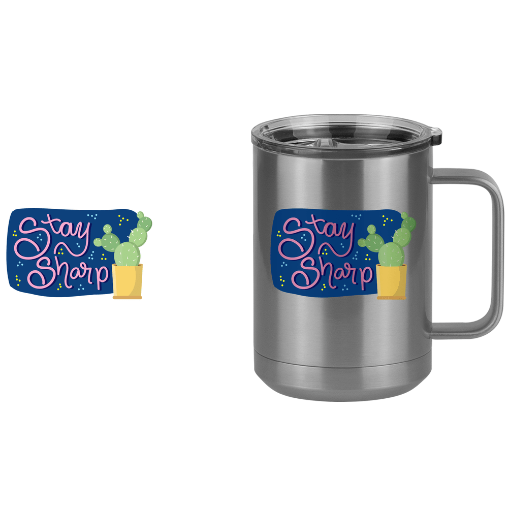 Stay Sharp Cactus Coffee Mug Tumbler with Handle (15 oz) - Design View
