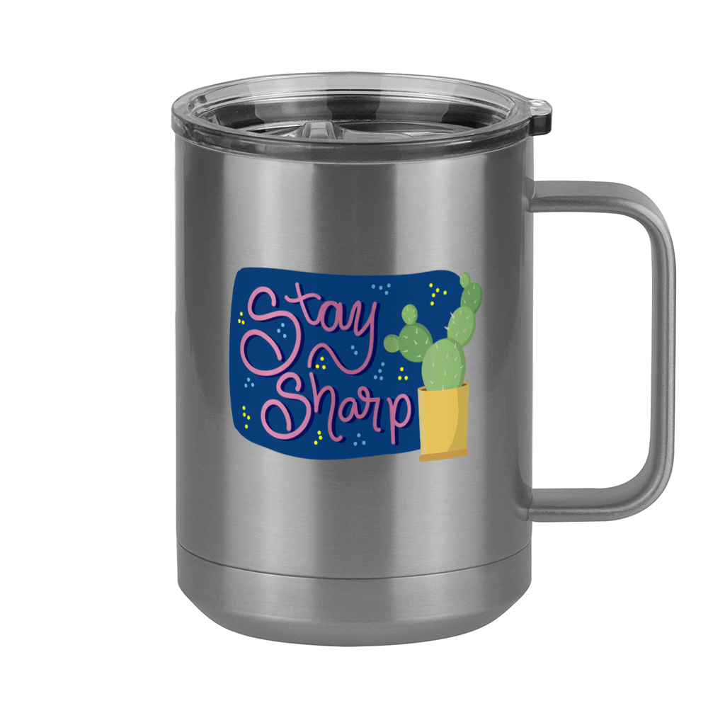 Stay Sharp Cactus Coffee Mug Tumbler with Handle (15 oz) - Right View