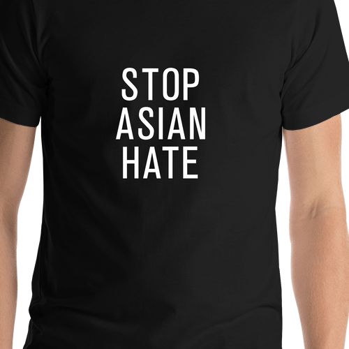 Stop Asian Hate T-Shirt - Black - Shirt Close-Up View