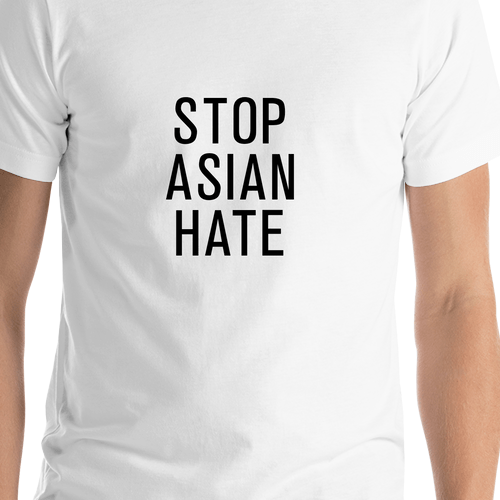 Stop Asian Hate T-Shirt - White - Shirt Close-Up View