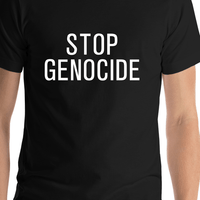 Thumbnail for Stop Genocide T-Shirt - Black - Shirt Close-Up View