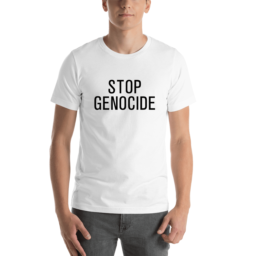 Stop Genocide T-Shirt - White - Shirt View