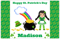 Thumbnail for Personalized St Patrick's Day Placemat II - Rainbow's End - Black Hair Girl -  View
