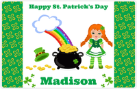 Thumbnail for Personalized St Patrick's Day Placemat II - Rainbow's End - Redhead Girl -  View