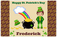 Thumbnail for Personalized St Patrick's Day Placemat III - Rainbow's End - Brown Hair Boy -  View