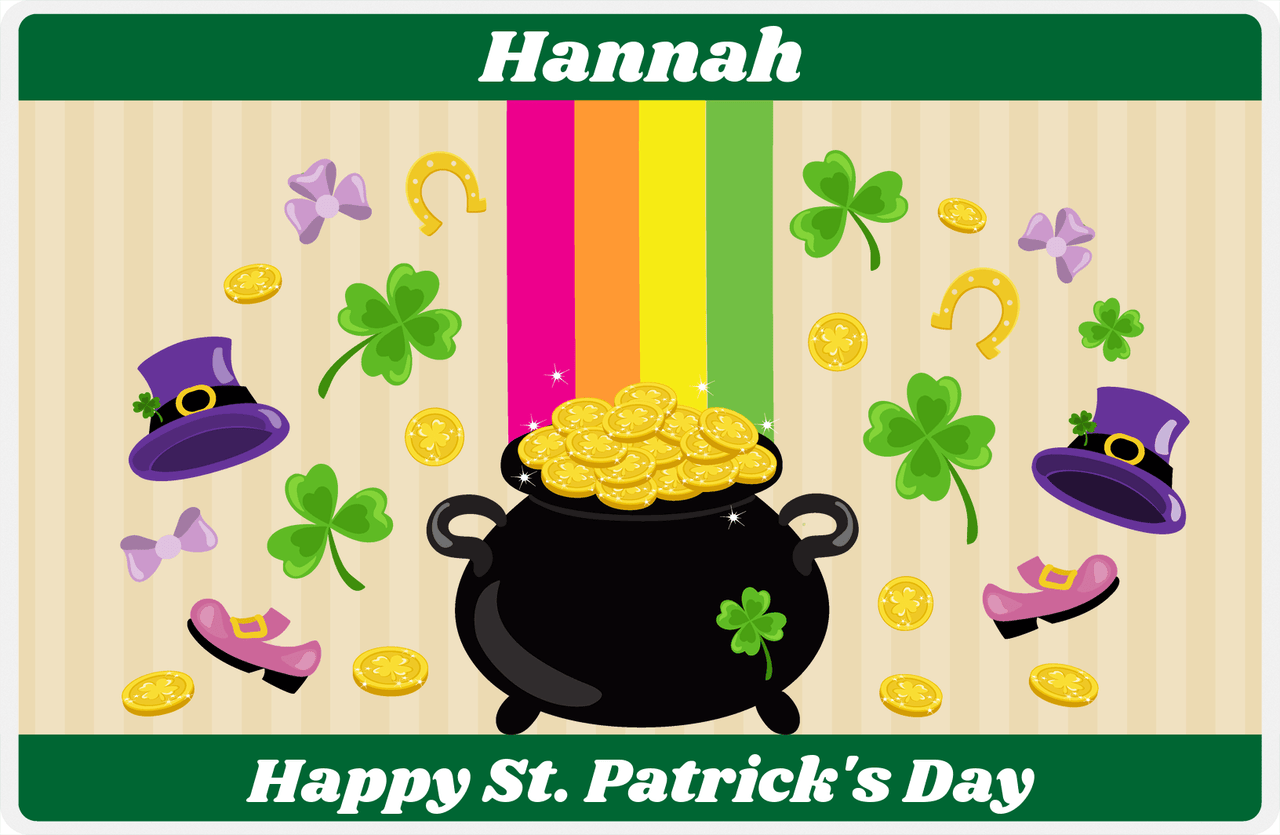 Personalized St Patrick's Day Placemat IV - Rainbow Explosion - Tan Background -  View