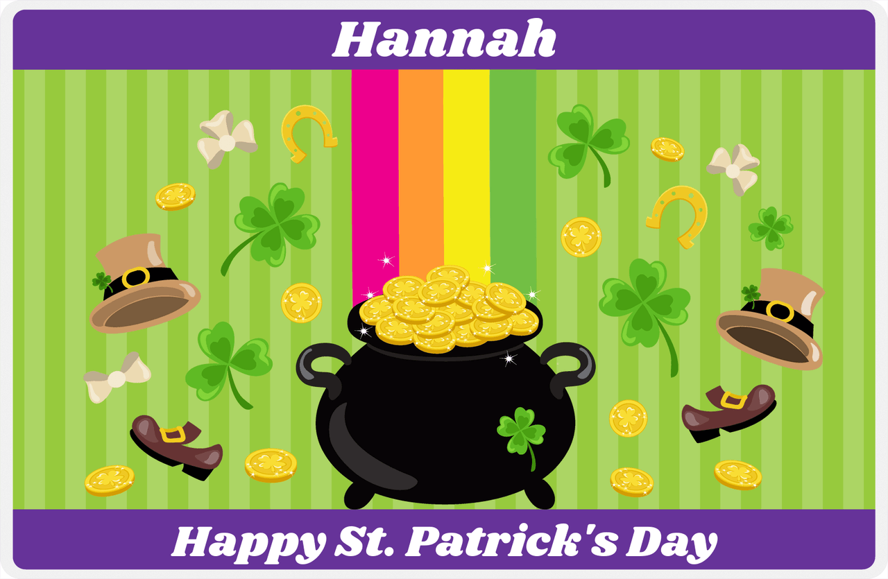 Personalized St Patrick's Day Placemat IV - Rainbow Explosion - Green Background -  View