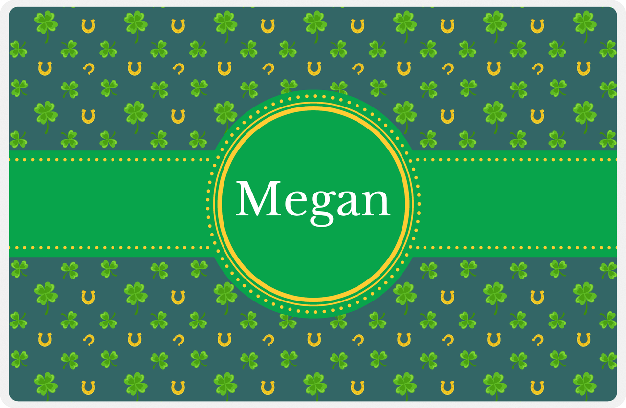 Personalized St Patrick's Day Placemat V - Clover Pattern - Circle Ribbon Nameplate -  View