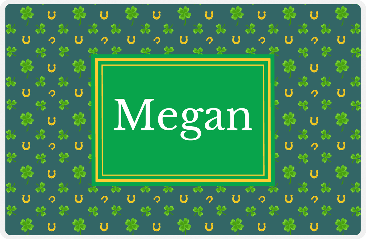 Personalized St Patrick's Day Placemat V - Clover Pattern - Rectangle Nameplate -  View