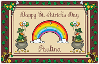 Thumbnail for Personalized St Patrick's Day Placemat VI - Lucky Harps - Brown Background -  View