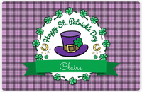 Thumbnail for Personalized St Patrick's Day Placemat VIII - Lucky Plaid - Purple Background -  View