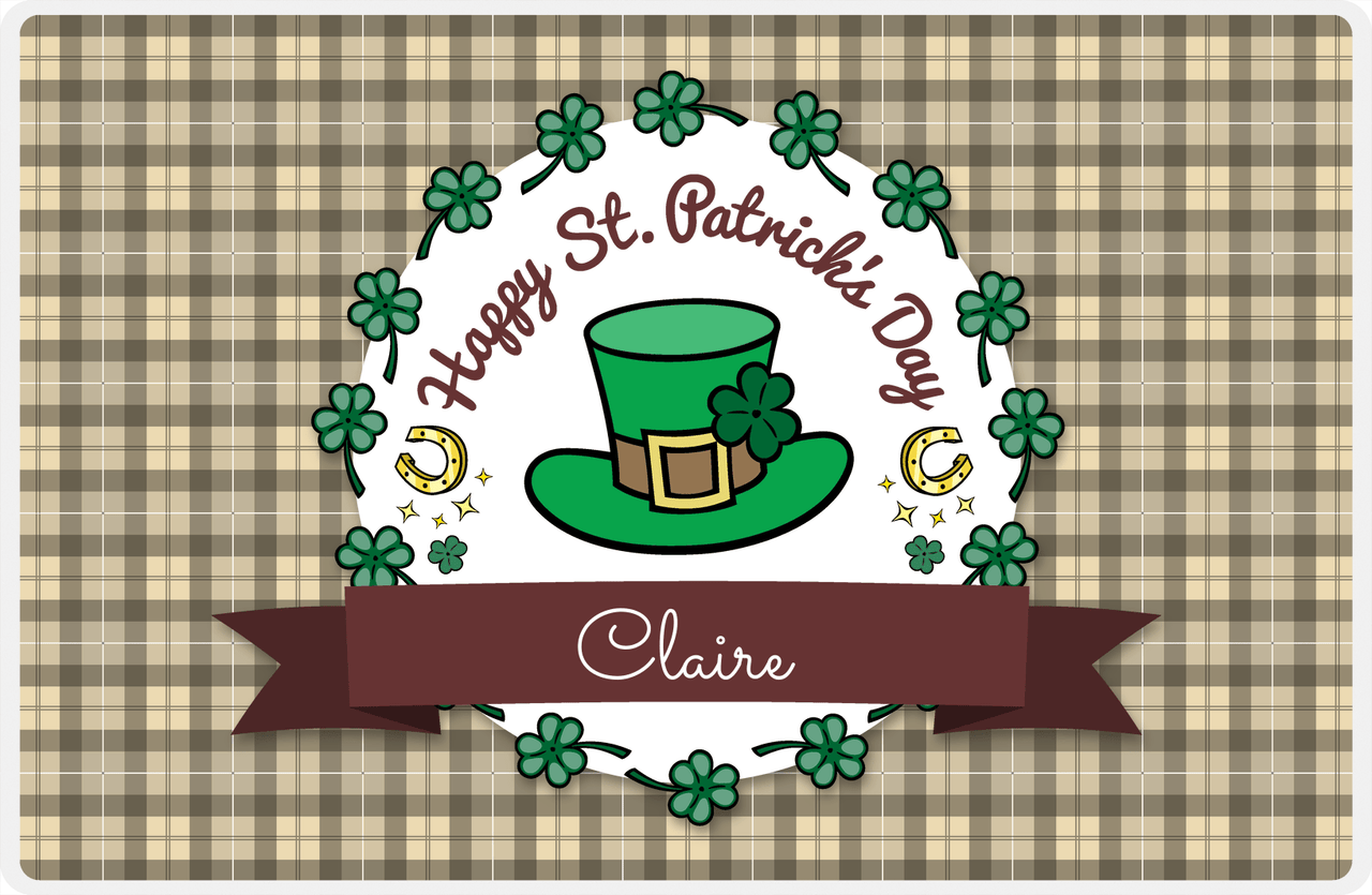 Personalized St Patrick's Day Placemat VIII - Lucky Plaid - Tan Background -  View