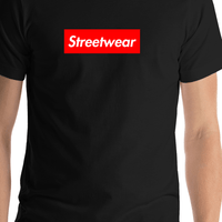 Thumbnail for Personalized Streetwear T-Shirt - Black - Your Custom Text - Shirt Close-Up View