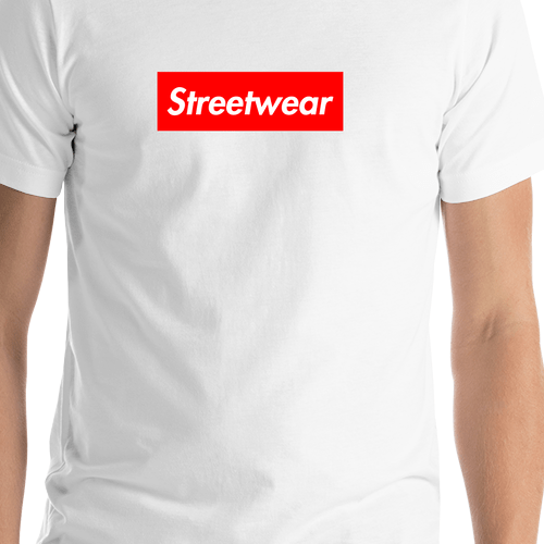 Personalized Streetwear T-Shirt - White - Your Custom Text - Shirt Close-Up View