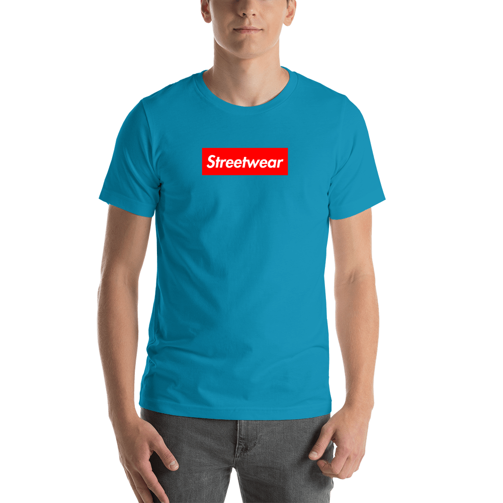 Personalized Streetwear T-Shirt - Aqua - Your Custom Text - Shirt View