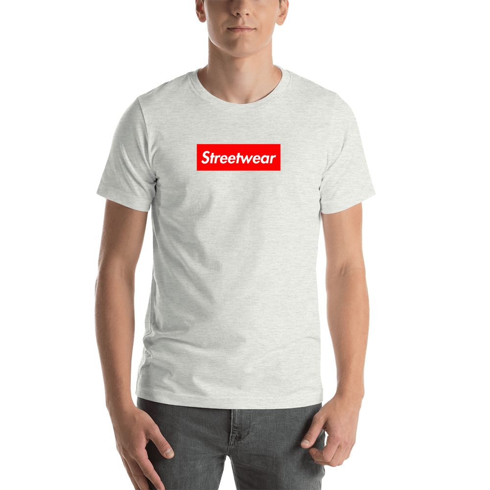 Personalized Streetwear T-Shirt - Ash - Your Custom Text - Shirt View