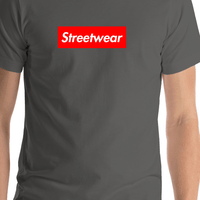 Thumbnail for Personalized Streetwear T-Shirt - Asphalt - Your Custom Text - Shirt Close-Up View