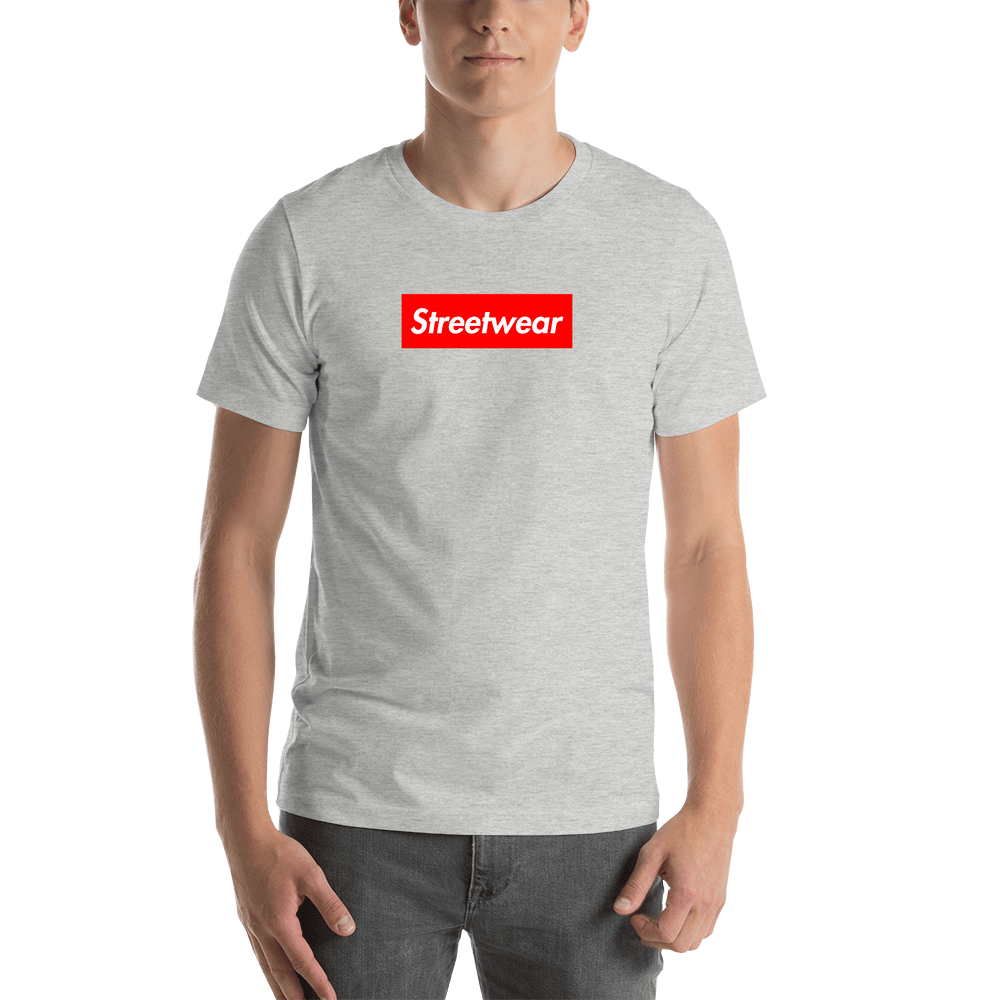 Personalized Streetwear T-Shirt - Athletic Heather - Your Custom Text - Shirt View