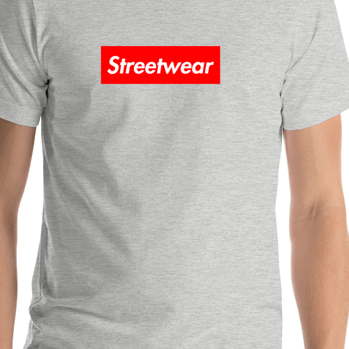 Personalized Streetwear T-Shirt - Athletic Heather - Your Custom Text - Shirt Close-Up View