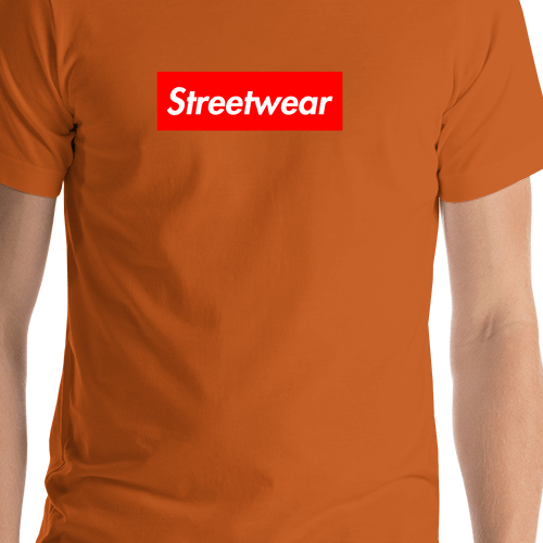 Personalized Streetwear T-Shirt - Autumn - Your Custom Text - Shirt Close-Up View