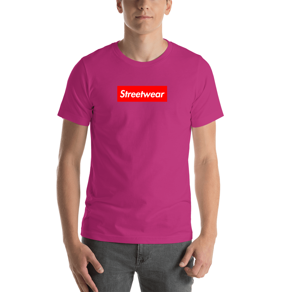 Personalized Streetwear T-Shirt - Berry - Your Custom Text - Shirt View