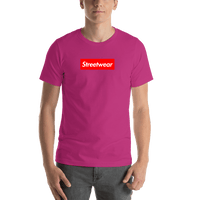 Thumbnail for Personalized Streetwear T-Shirt - Berry - Your Custom Text - Shirt View